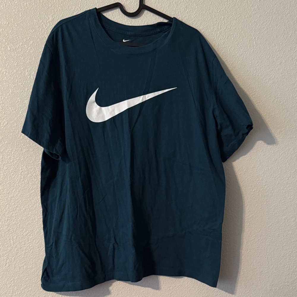 Nike Men's Dark Teal T-Shirt with White Swoosh